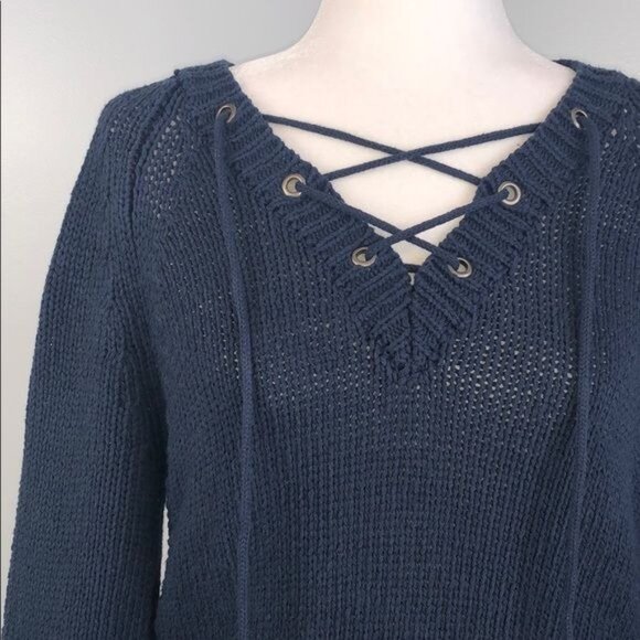 ANTHROPOLOGIE Moth Raglan Asbury Lace Up Sweater - S - Picture 6 of 10